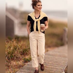 L.L.Bean Supima Stone Flat Front Straight Leg Pants. Tall